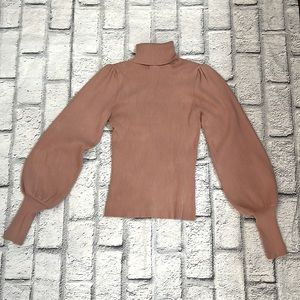 Bubble sleeve turtleneck sweater